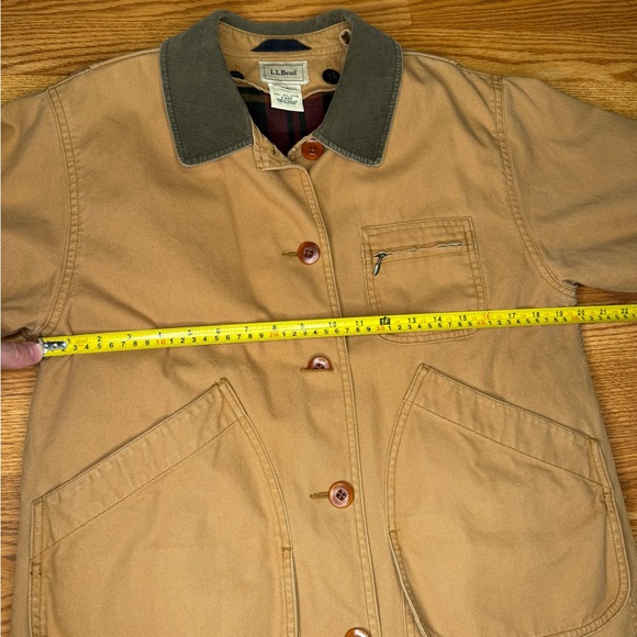 LL Bean Chore Tan Brown Coat Women’s Flannel Lined Corduroy Collar Jacket - Picture 5 of 8